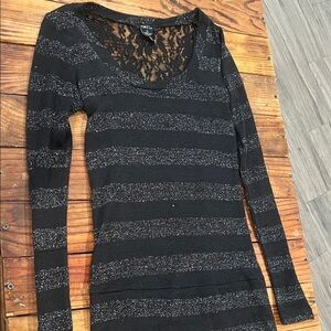 Rue21 Black Lace Top with Silver Accents